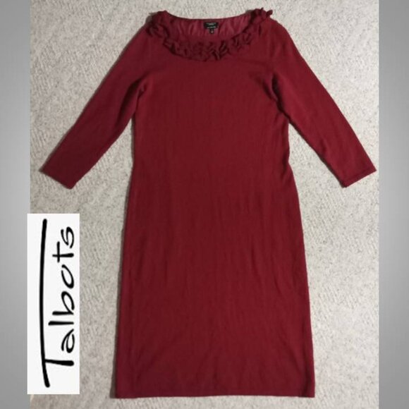 ITALIAN MERINO WOOL Talbots red dress size small - Picture 1 of 7